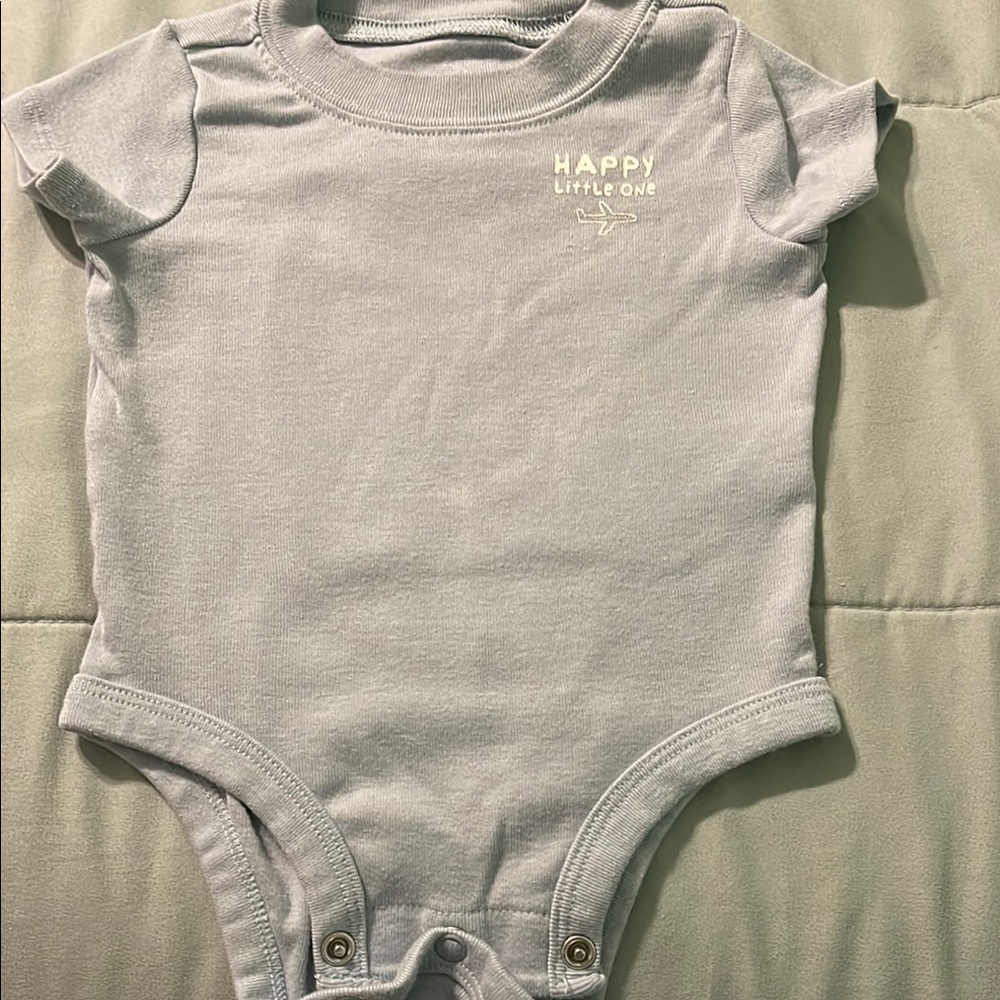 Blue Baby Onesie with 'Happy Little One' Print